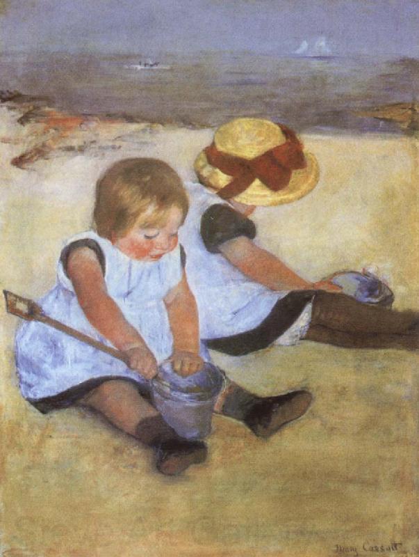 Mary Cassatt Children on the Beach Norge oil painting art